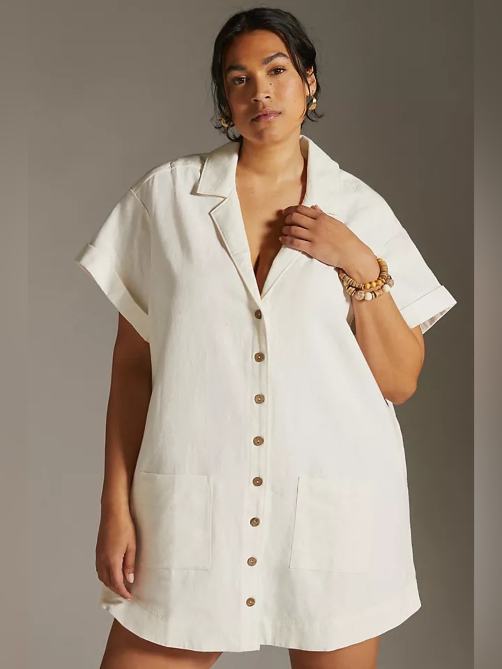 Anthropologie Pilcro Cotton Linen Blend Mini Tunic Dress